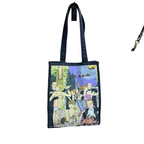 La Soiree Sequined Beaded Lined Canvas Tote Bag, 11" x 9" x 6" Gatsby Dancing - Picture 9 of 9